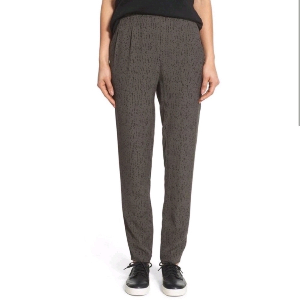 Eileen Fisher Bark 100% Silk Pants Size S